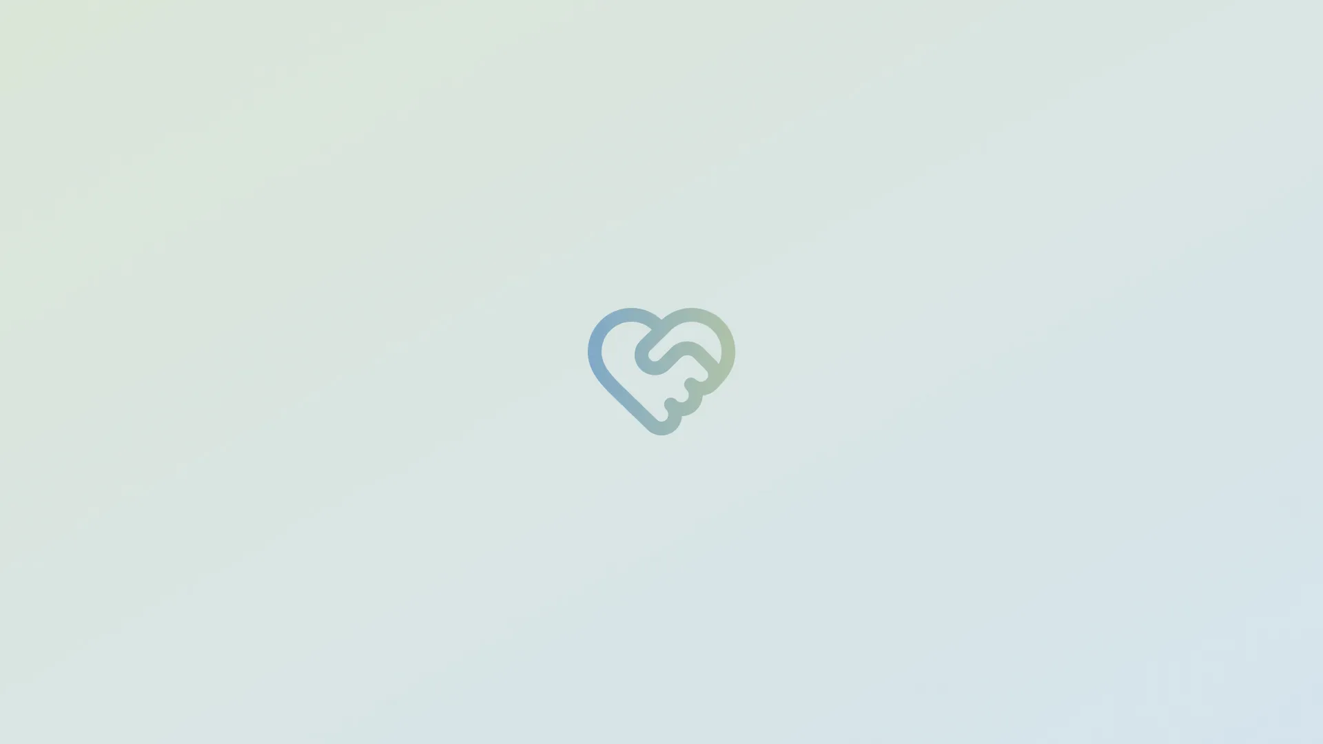 Coparity logo, a heart formed by two joined hands, on a soft green-blue gradient